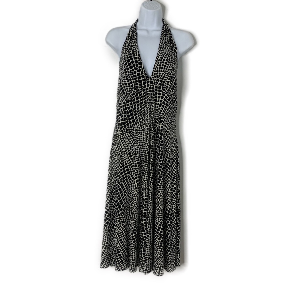 Maggy London Black and White Halter Dress